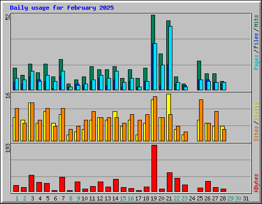 Daily usage for February 2025